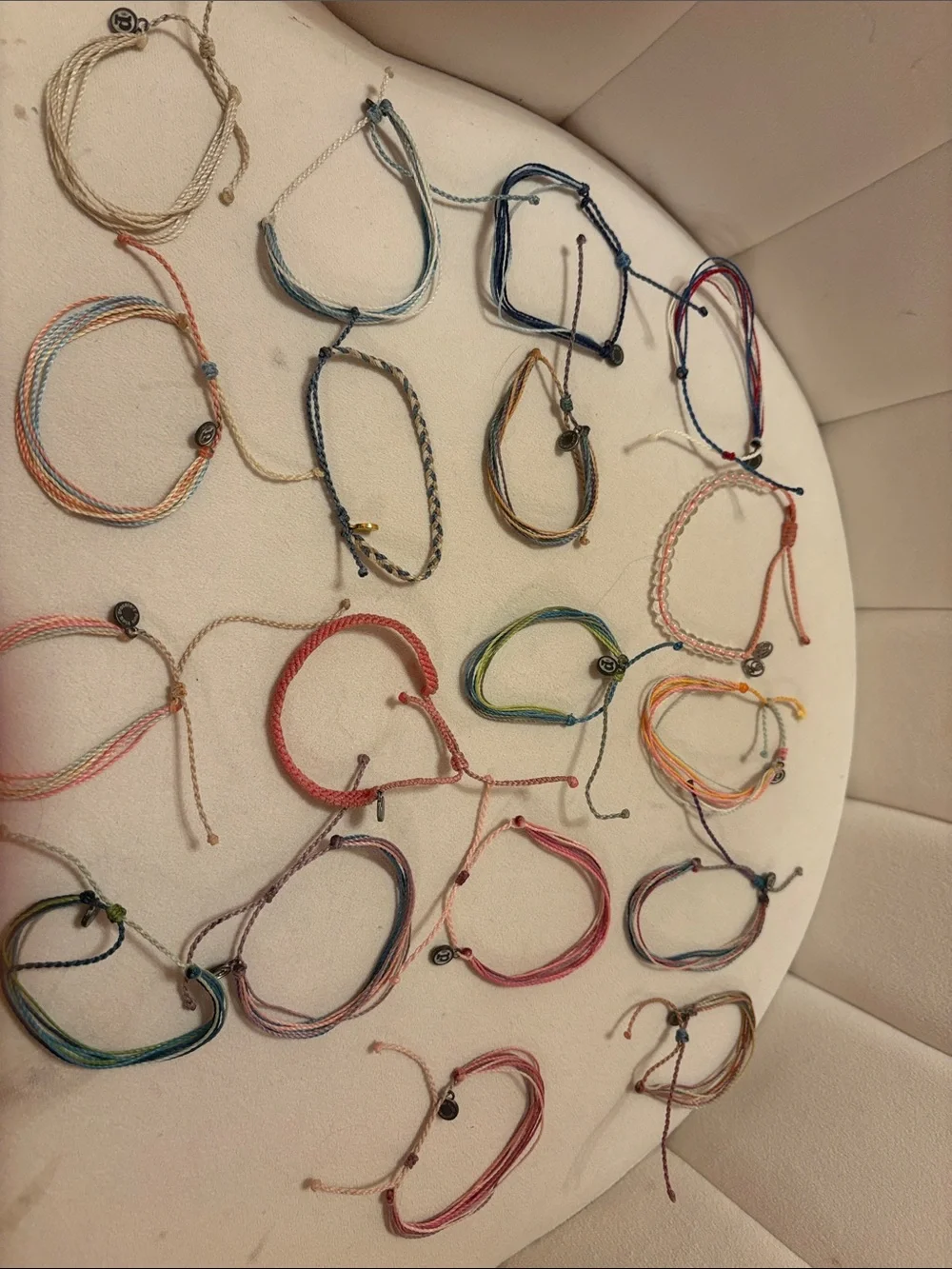 Pura Vida Multicolor String Bracelet Set - Blue, Pink, Green, Orange, Cream, Red